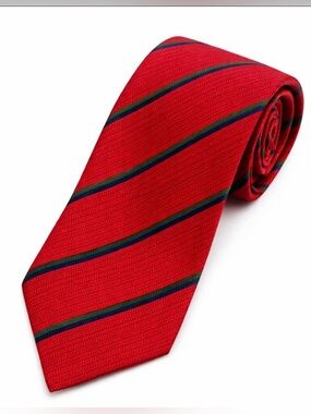 Ermenegildo Zegna Silk Tie Red Black Stripe Italy Luxury Designer Classic VTG